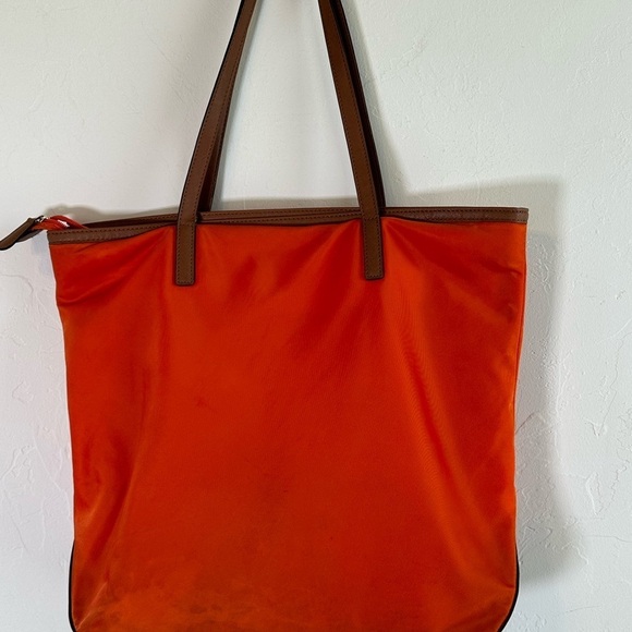 Michael Kors Autumn Orange Nylon Tote with Brown Leather Trim & Gold Hardware - Picture 6 of 15